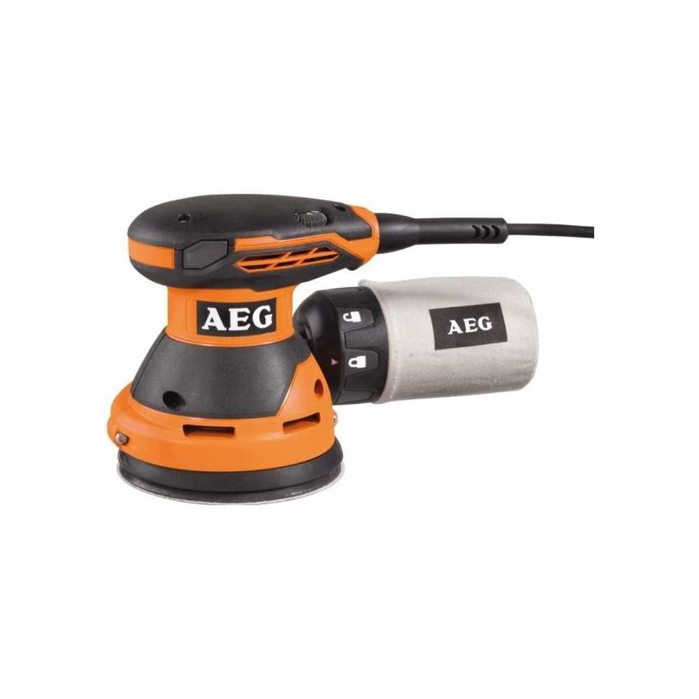 AEG - Ponceuse excentrique 125 mm 300 W, 14000 a 24000 osc/min, sac a