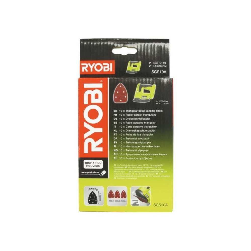 RYOBI - Assortiment 10 abrasifs auto-agrippants 140x100 pour ponceuse