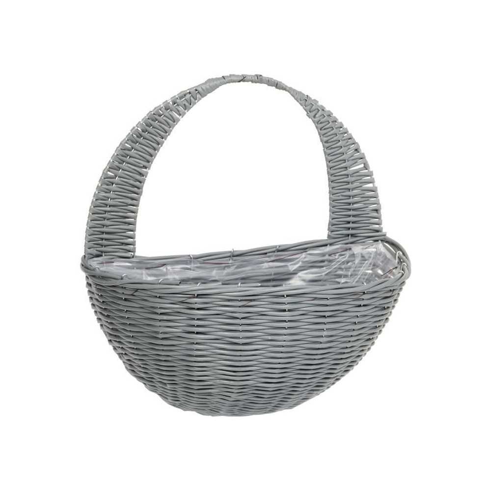 Panier mural - Faux rotin - Gris - 41 cm - SMART GARDEN