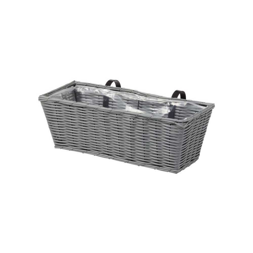 Jardiniere - Faux rotin - Gris - 48 cm - SMART GARDEN