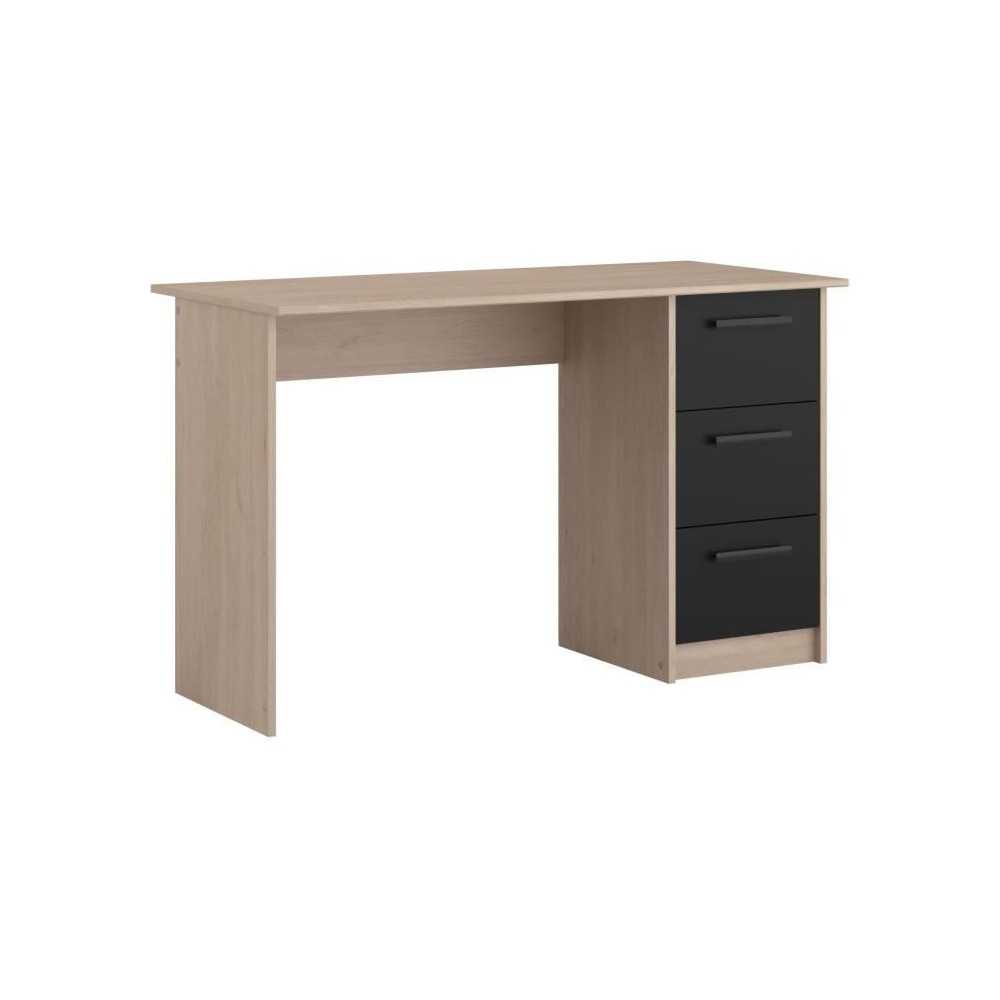 PARISOT Bureau droit 3 tiroirs - Décor chene Brooklyn - L 121,4 x P 5