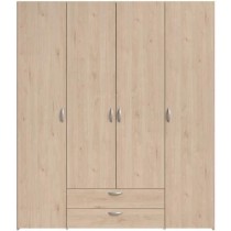 Armoire chambre VARIA - Panneaux de particules - Décor chene - 4 port