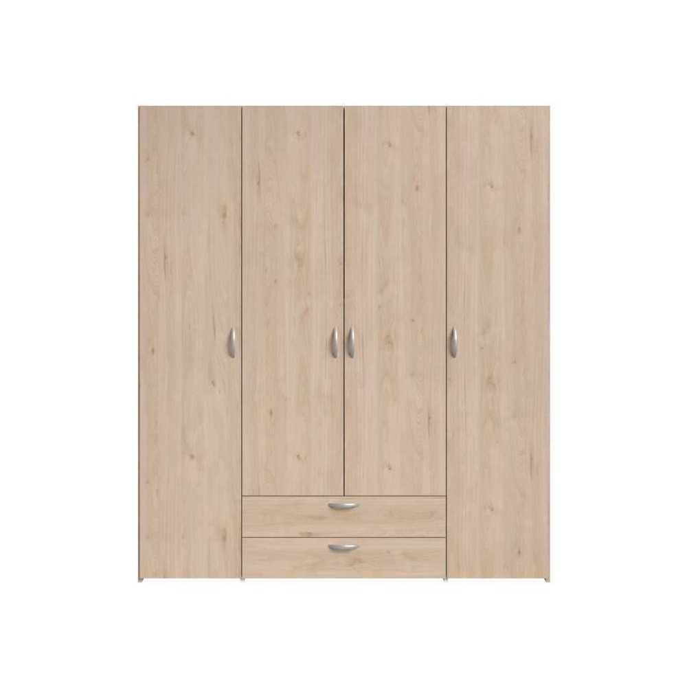 Armoire chambre VARIA - Panneaux de particules - Décor chene - 4 port