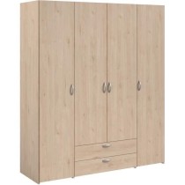 Armoire chambre VARIA - Panneaux de particules - Décor chene - 4 port