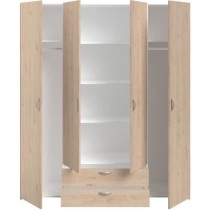 Armoire chambre VARIA - Panneaux de particules - Décor chene - 4 port