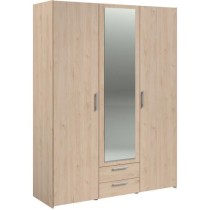 Armoire VARIA - Décor chene - 3 portes + 2 tiroirs + miroir - L 150 x