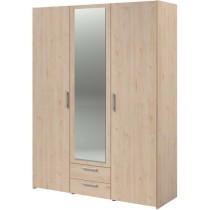 Armoire VARIA - Décor chene - 3 portes + 2 tiroirs + miroir - L 150 x