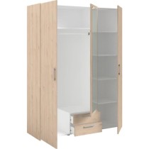 Armoire VARIA - Décor chene - 3 portes + 2 tiroirs + miroir - L 150 x