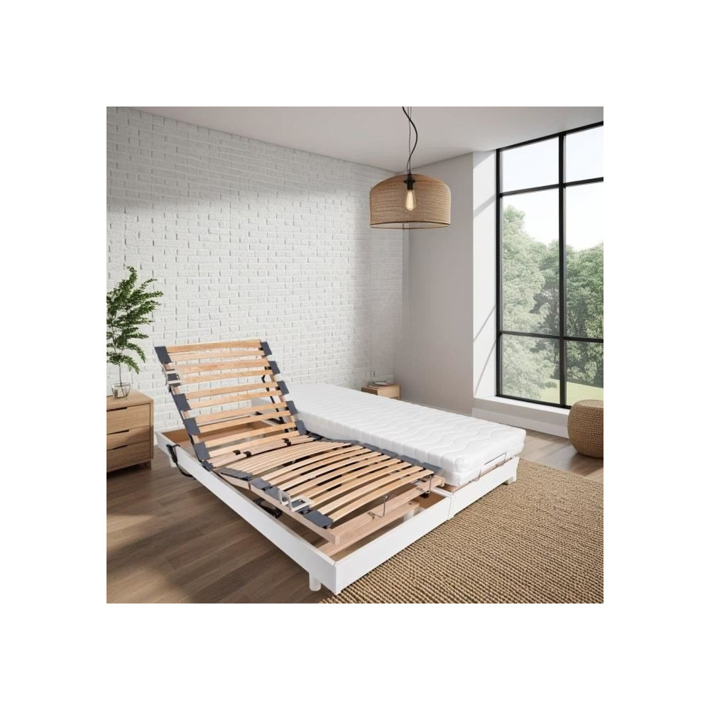 Ensemble relaxation matelas + sommiers électriques 2x70x190 - Mousse