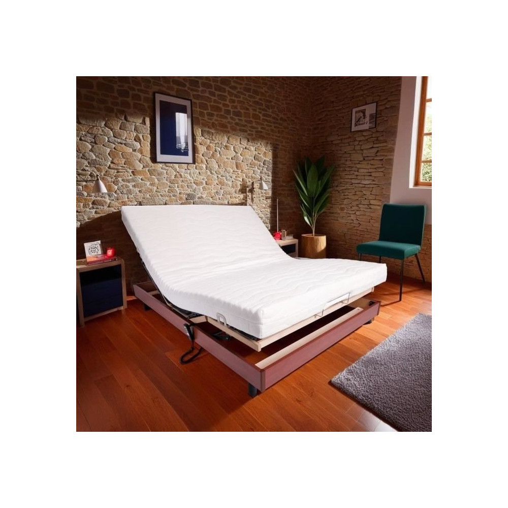 Ensemble relaxation matelas + sommier électrique 140x190 - Mousse - F