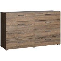 Commode NASH 8 tiroirs - Décor Noir et Chene truffe - L 140 x P 40 x