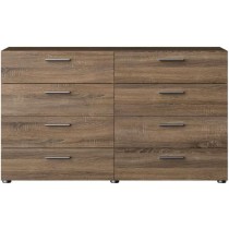 Commode NASH 8 tiroirs - Décor Noir et Chene truffe - L 140 x P 40 x