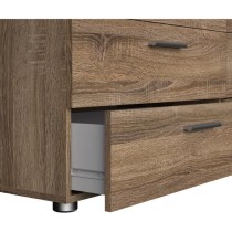 Commode NASH 8 tiroirs - Décor Noir et Chene truffe - L 140 x P 40 x