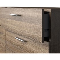 Commode NASH 8 tiroirs - Décor Noir et Chene truffe - L 140 x P 40 x