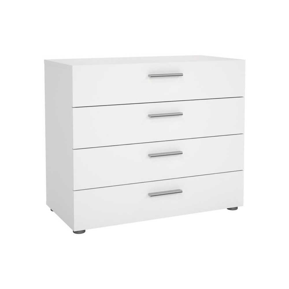 Commode NASH 4 tiroirs - Décor Blanc - L 80 x P 40 x H 68,5 cm