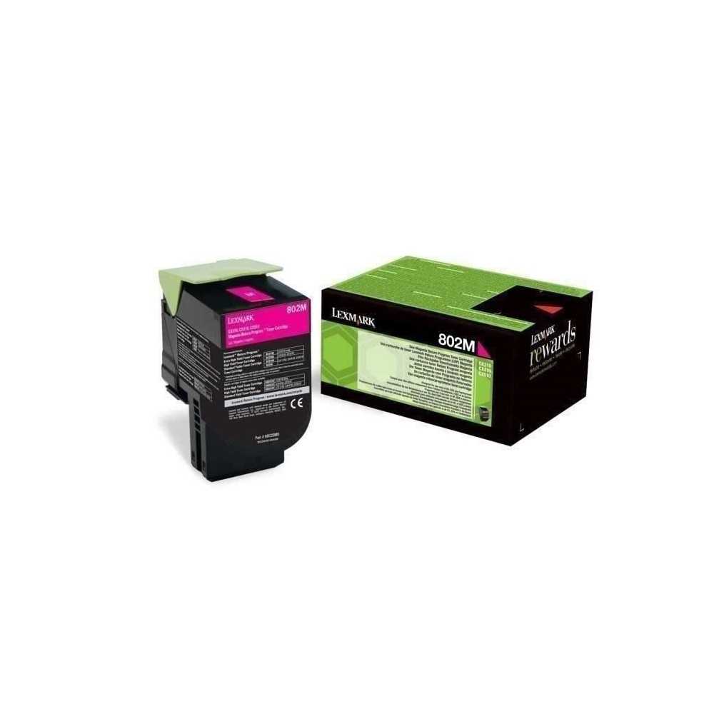 Cartouche de toner MAGENTA Lexmark Toner 802M - 80C20M0 - 1?000 pages