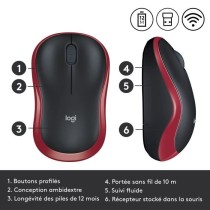 Souris sans fil - Logitech - M185 - Optique - Rouge