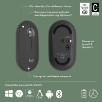 Souris Logitech Pebble Mouse 2 M350s souris fine sans fil Bluetooth, p