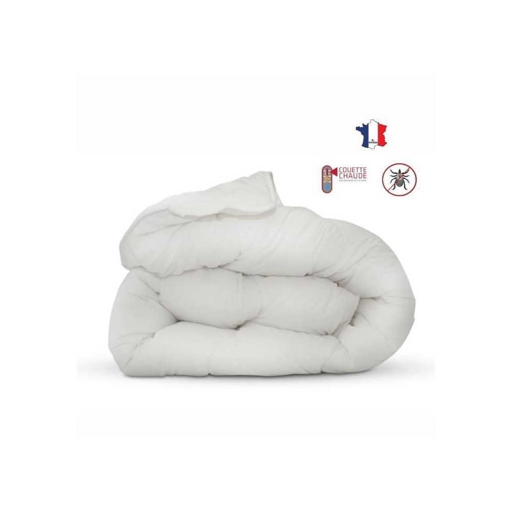 Couette anti-acariens - 220 x 240 cm - Chaude - 400 g/m² 2 personnes - Blanc - ABEIL