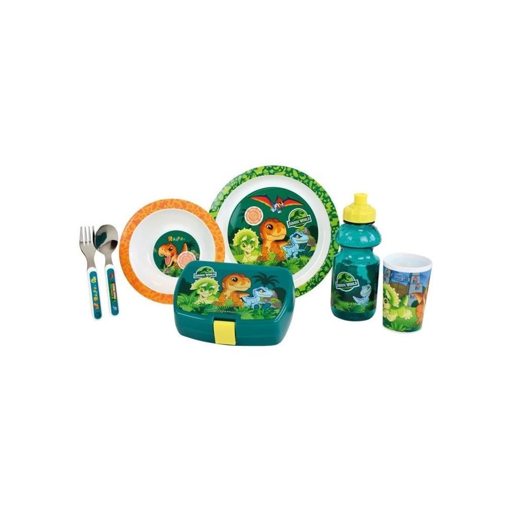 JURASSIC WORLD - Lot vaisselle pour enfant avec verre, assiette creuse