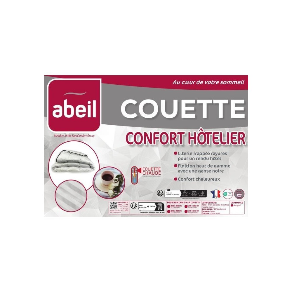 ABEIL Couette chaude Confort Hôtelier 140 x 200 cm