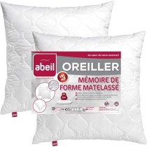 ABEIL Lot de 2 Oreillers a mémoire de forme matelassés- 60x60 cm - B