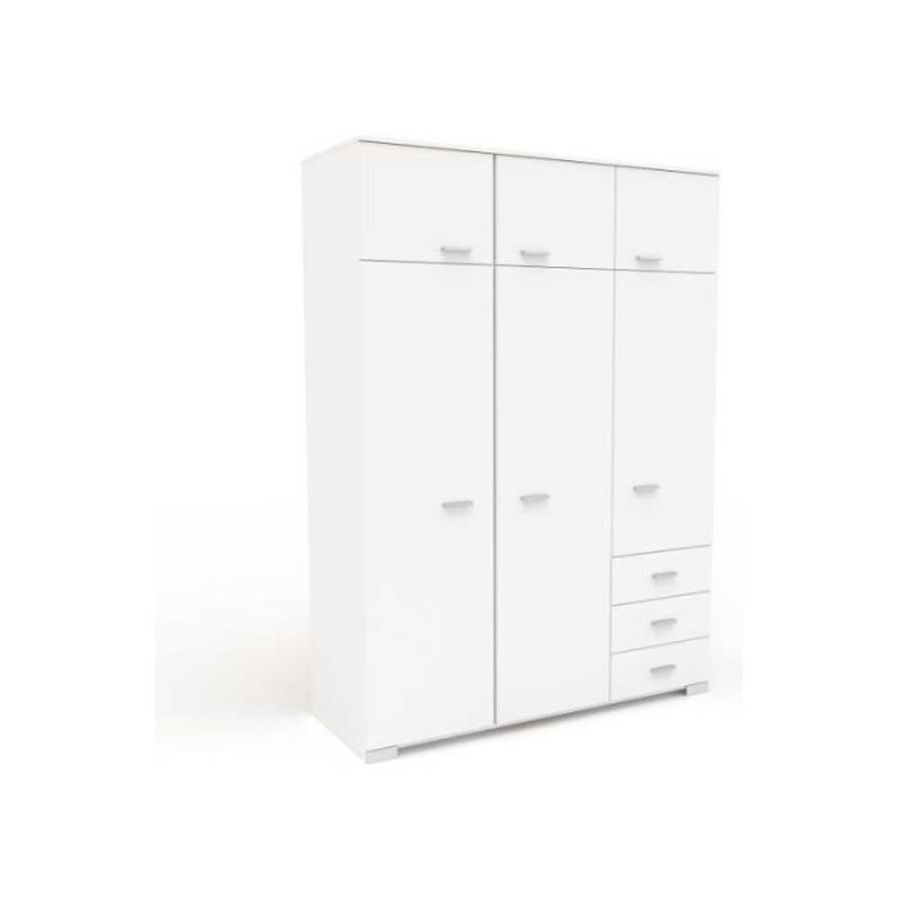 Armoire de chambre contemporaine blanche - COSMOS - L 146 cm - 6 porte