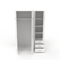 Armoire de chambre contemporaine blanche - COSMOS - L 146 cm - 6 porte