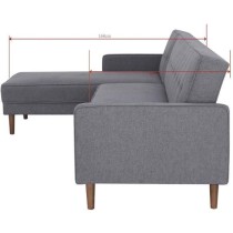 Canapé d'angle convertible 3 places réversible - Tissu gris foncé -