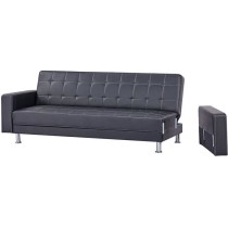 Canapé Droit Clic clac convertible 3 places IVANA - PU Noir - Style c