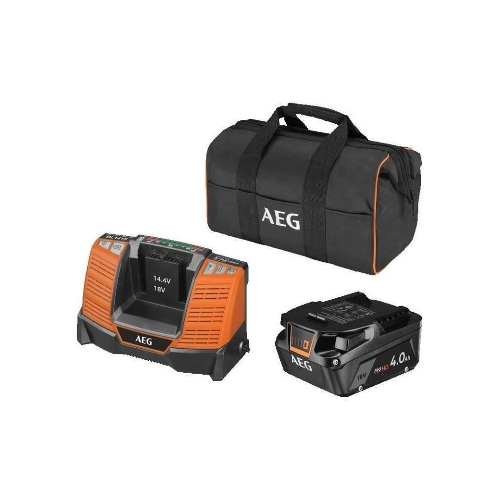 AEG - 1 batterie Pro lithium 18V 4,0 Ah HIGH DEMAND, chargeur, en sac