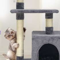 POPPY Arbre a chat gris 50 x 30 x 80 cm - 2 plateformes, 1 niche, pote