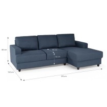 Canapé d'angle droit 4 places - Tissu bleu - Contemporain - L 215 x P