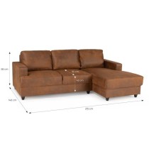 Canapé d'angle droit 4 places - Tissu marron vintage - Contemporain -