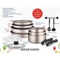 Batterie de cuisine Arthur Martin AM133CH 15 pieces - Aluminium - Poig