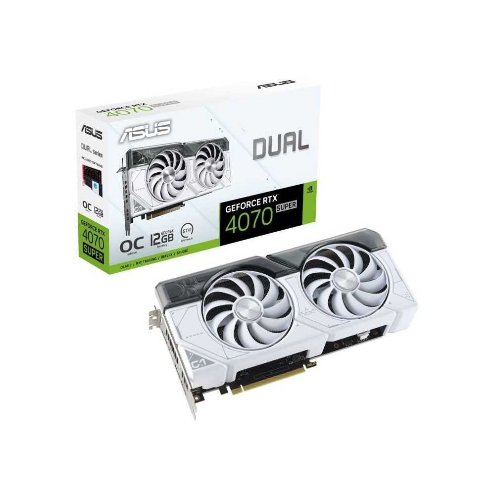 Carte Graphique ASUS DUAL-RTX4070 SUPER-O12G-WHITE - 12 Go GDDR6X - PC