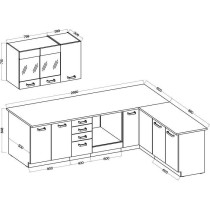 ATLAS Cuisine complete d'angle 8 éléments (reversible droit / gauche