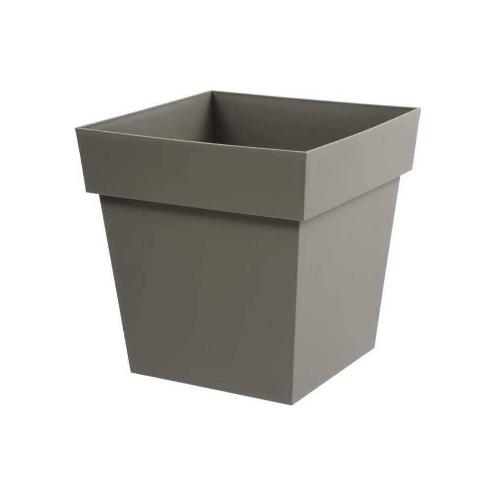 EDA Pot de fleur carré Toscane - 39 x 39 x H 39 cm - 38 L - Taupe