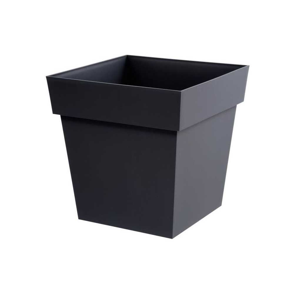 EDA Pot de fleur carré Toscane - 39 x 39 x H 39 cm - 38 L - Gris anth