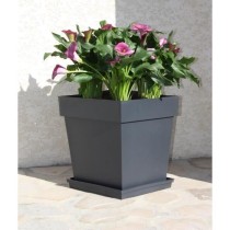 EDA Pot de fleur carré Toscane - 39 x 39 x H 39 cm - 38 L - Gris anth