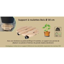 Support a Roulettes - EDA - Ø 30 cm en Bois de Hetre - 4 roulettes