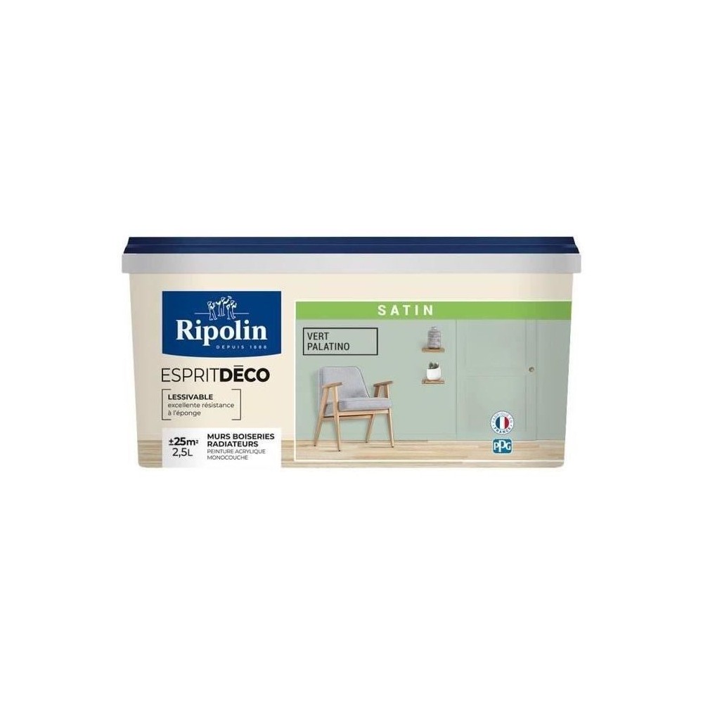 RIPOLIN Peinture Couleur Satin Ultra Couvrante pour Cuisine, Chambre,