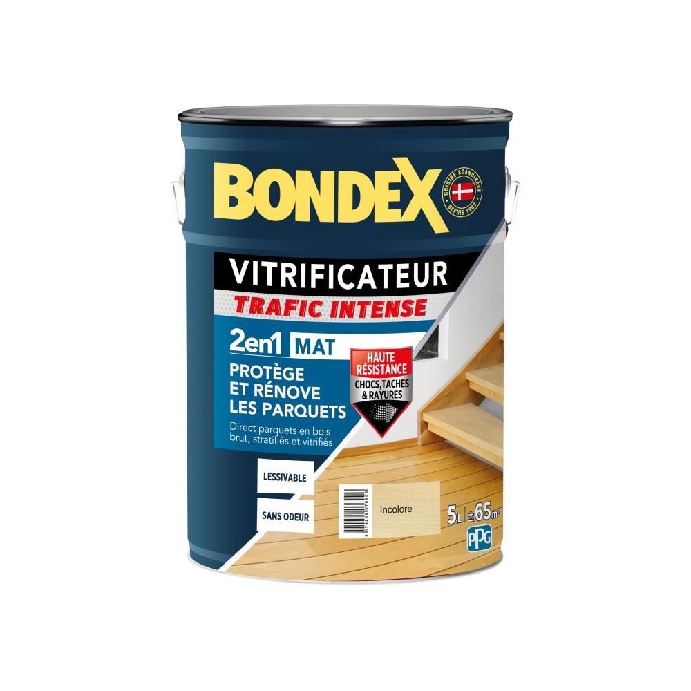 Vitrificateur trafic intense incolore - BONDEX - 446439 - Mat - 5 L