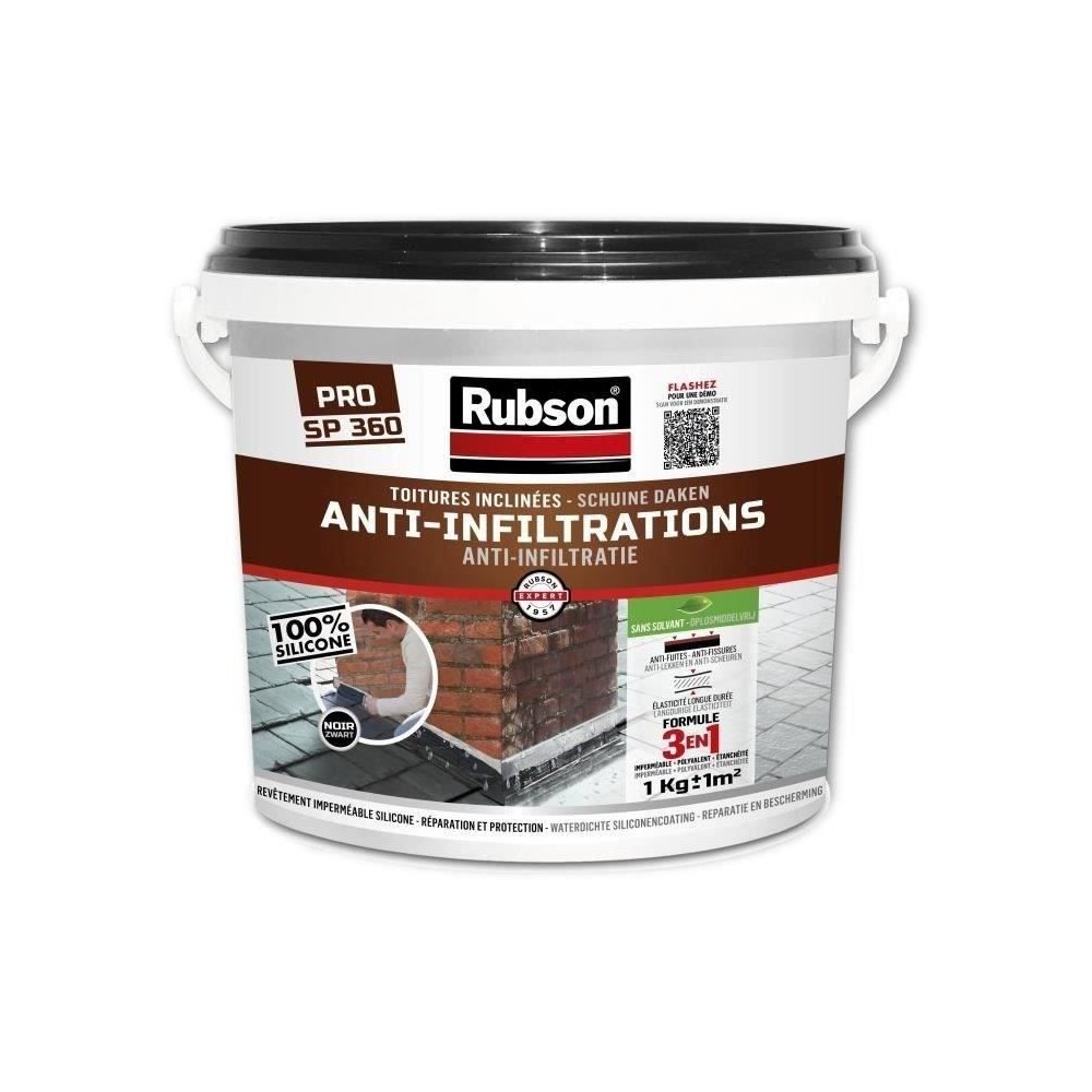 Anti-infiltrations - RUBSON - Noir 1kg - Revetement imperméable - 100