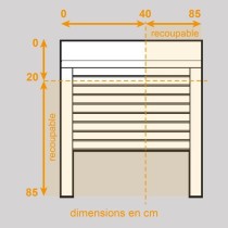 Volet roulant H120 cm x L100 cm en aluminium recoupable en largeur et