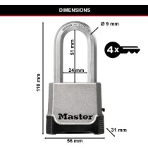 Cadenas Haute Sécurité - MASTER LOCK - M176EURDLH - Zinc - Anse XL -