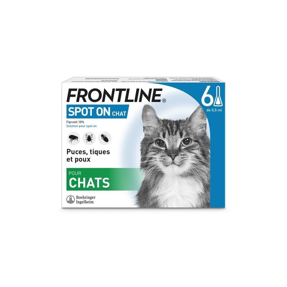 FRONTLINE Spot On Chat 6 pipettes - Puces tiques et poux