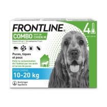 FRONTLINE Combo Chien M - 10 a 20 kg - 4 Pipettes - Puces tiques et po