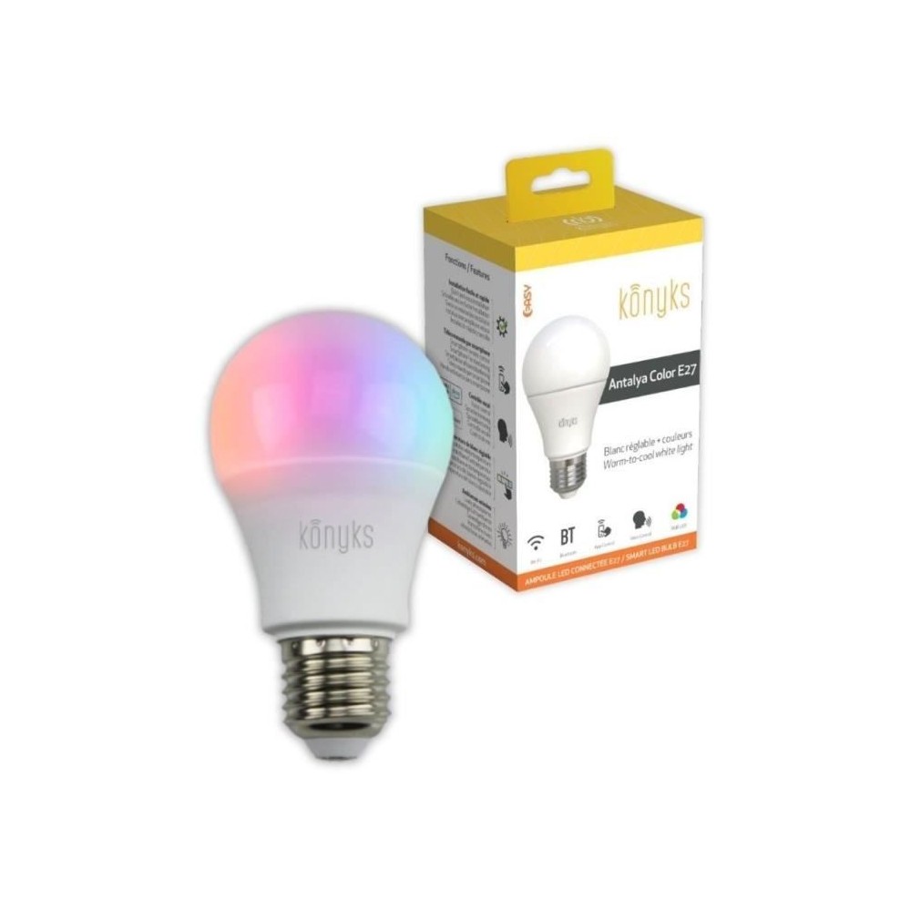 Ampoule LED connecté Wi-Fi + BT, 11 W, Couleurs + Blanc réglable - K