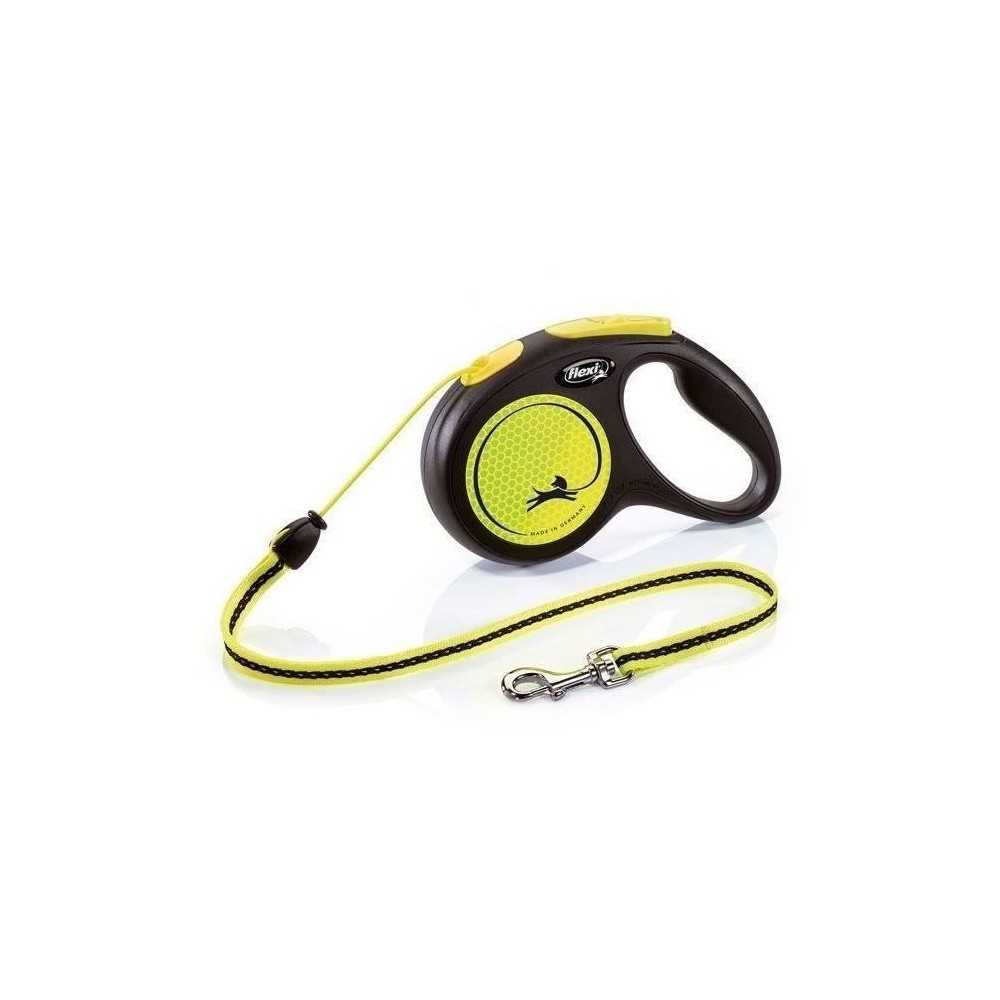 Laisse enrouleur sangle - KERBL - New Neon M - Noir et jaune - 5 m - P